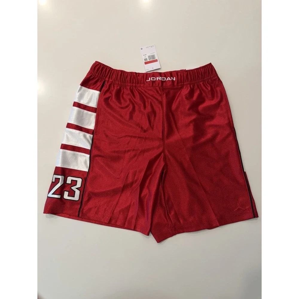 Jordan Brooklyn Cat Scratch Shorts Gym Red White HV0560-687 Mens Large NWT